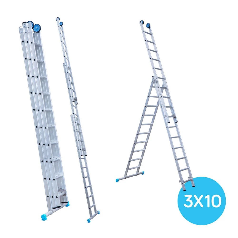 Maxall ladder 3 x 10 sports rechte uitvoering max. lengte 6,25 mtr
