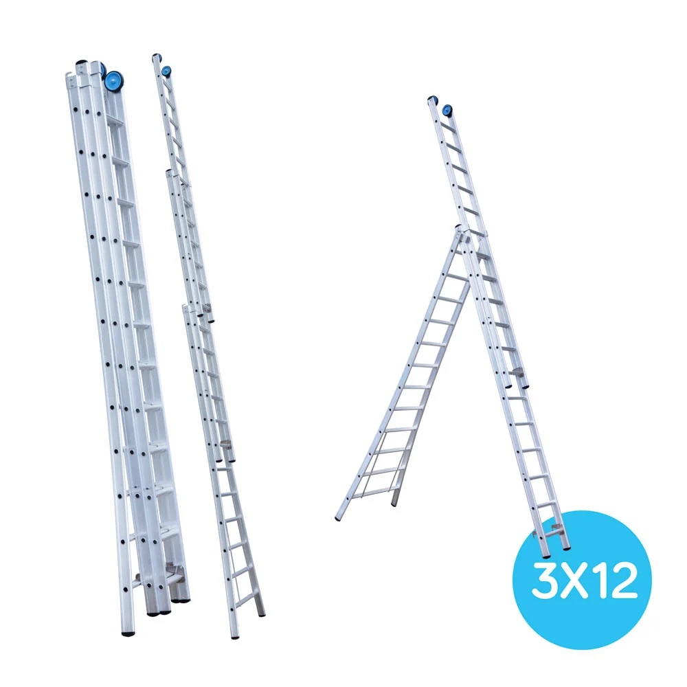 Maxall ladder 3 x 12 sports uitgebogen max. lengte 7,75 mtr