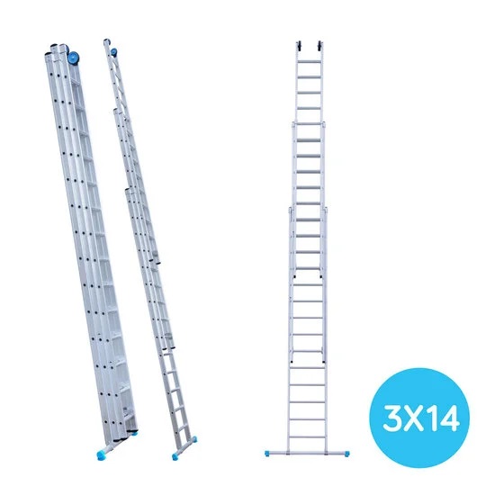 Maxall ladder 3 x 14 sports rechte uitvoering max. lengte 9,00 mtr
