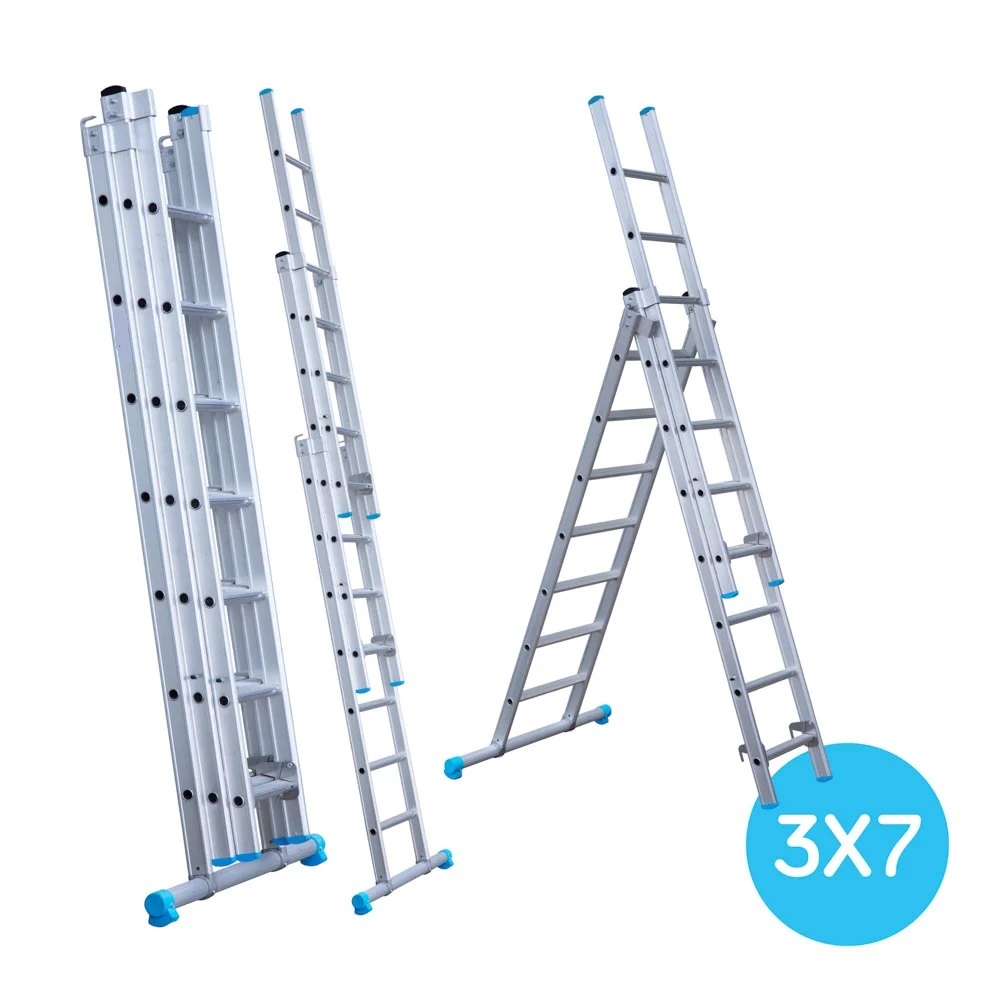 Maxall ladder 3 x 7 sports rechte uitvoering max. lengte 4,00 mtr