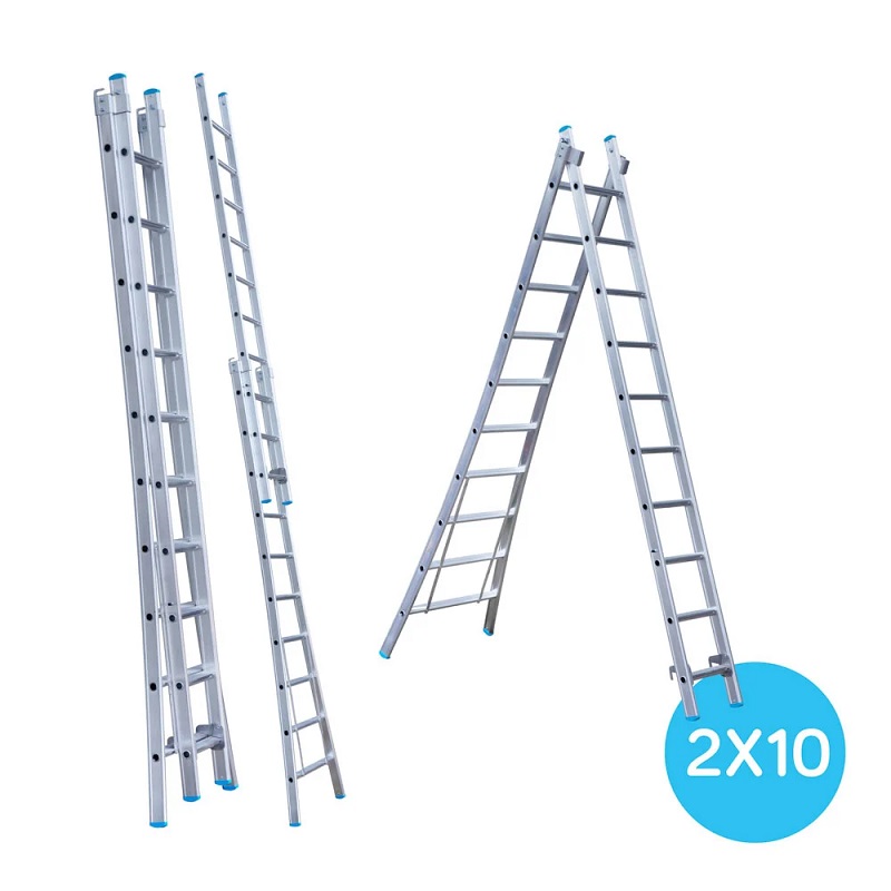 Maxall ladder 2 x 10 sports uitgebogen  max. lengte  4,50 mtr