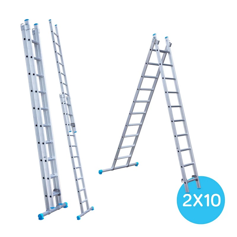 Maxall ladder 2 x 10 sports rechte uitvoering  max. lengte  4,50 mtr
