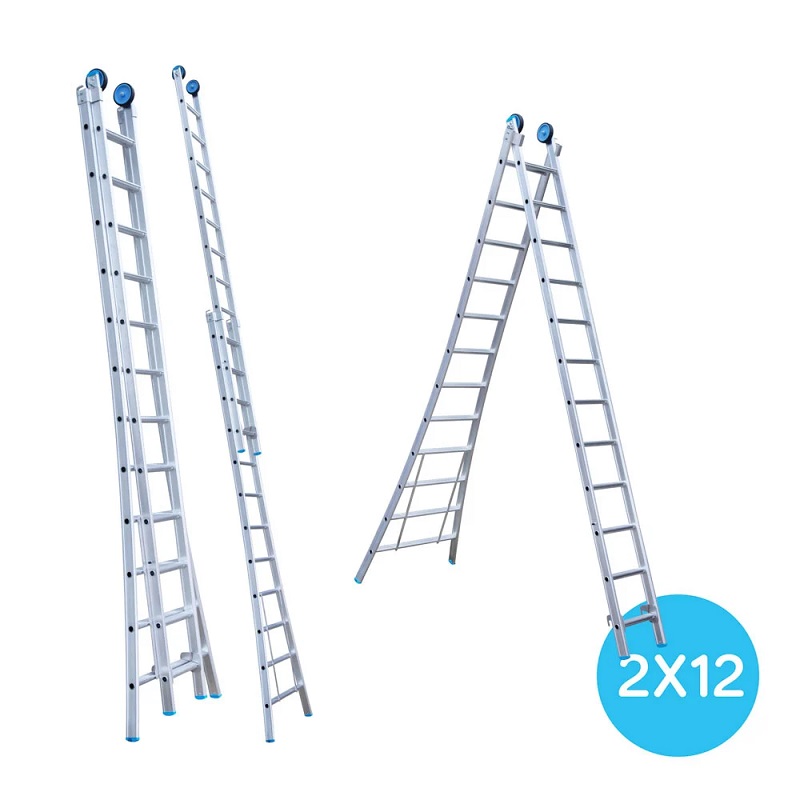 Maxall ladder 2 x 12 sports uitgebogen  max. lengte  5,50 mtr
