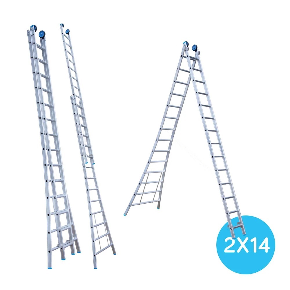 Maxall ladder 2 x 14 sports uitgebogen  max. lengte  6,50 mtr