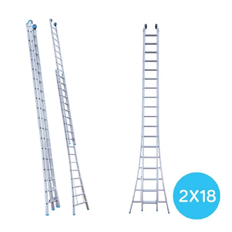 Maxall ladder 2 x 18 sports uitgebogen  max. lengte  8,50 mtr