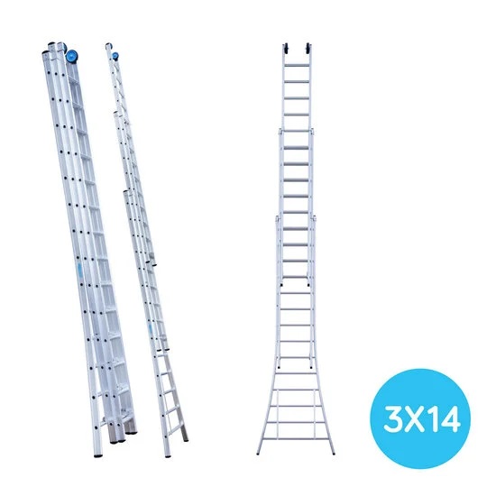 Maxall ladder 3 x 14 sports uitgebogen max. lengte 9,00 mtr